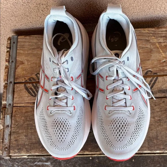 Asics Men’s Gel-Kayano 31 Running Shoe in Grey/Fiery Red